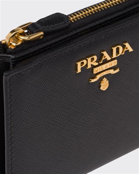 prada portafoglio lampo wallet nero|Black Small Saffiano Leather Wallet .